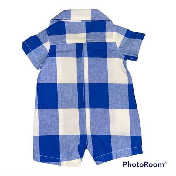 NWOT 4 Piece Bundle Boys Size 3M One Piece Rompers in Assorted Plaids & Stripes - Picture 5 of 9